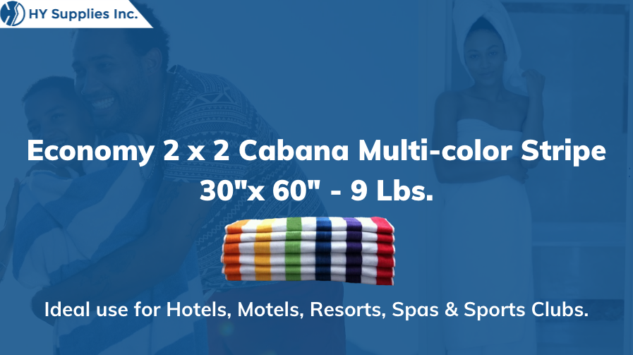Economy 2 x 2 Cabana Multi-color Stripe -30 "x 60" - 9 Lbs